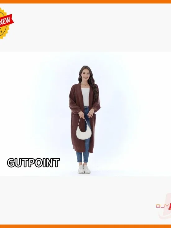 Oversized Cable Knit Cardigan Duster with Pockets Long Sleeve - Picture 7 of 7